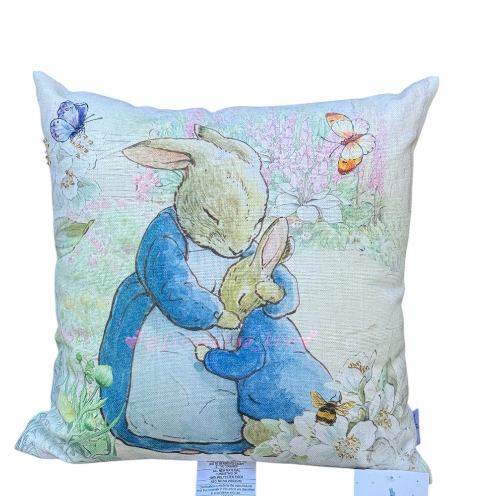 Peter Rabbit pillow Floral Bunny Print Easter Pillow by Beatrice Potter NEW